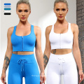 High Quality Seamless Yoga Suit Wear High Waisted Shorts Yoga Sets Zip Bra Drawstring Shorts Yoga Sets